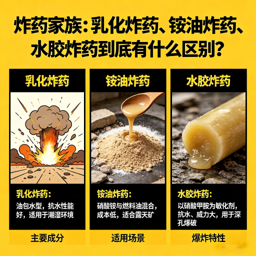 铁东炸药家族：乳化炸药、铵油炸药、水胶炸药到底有什么区别？